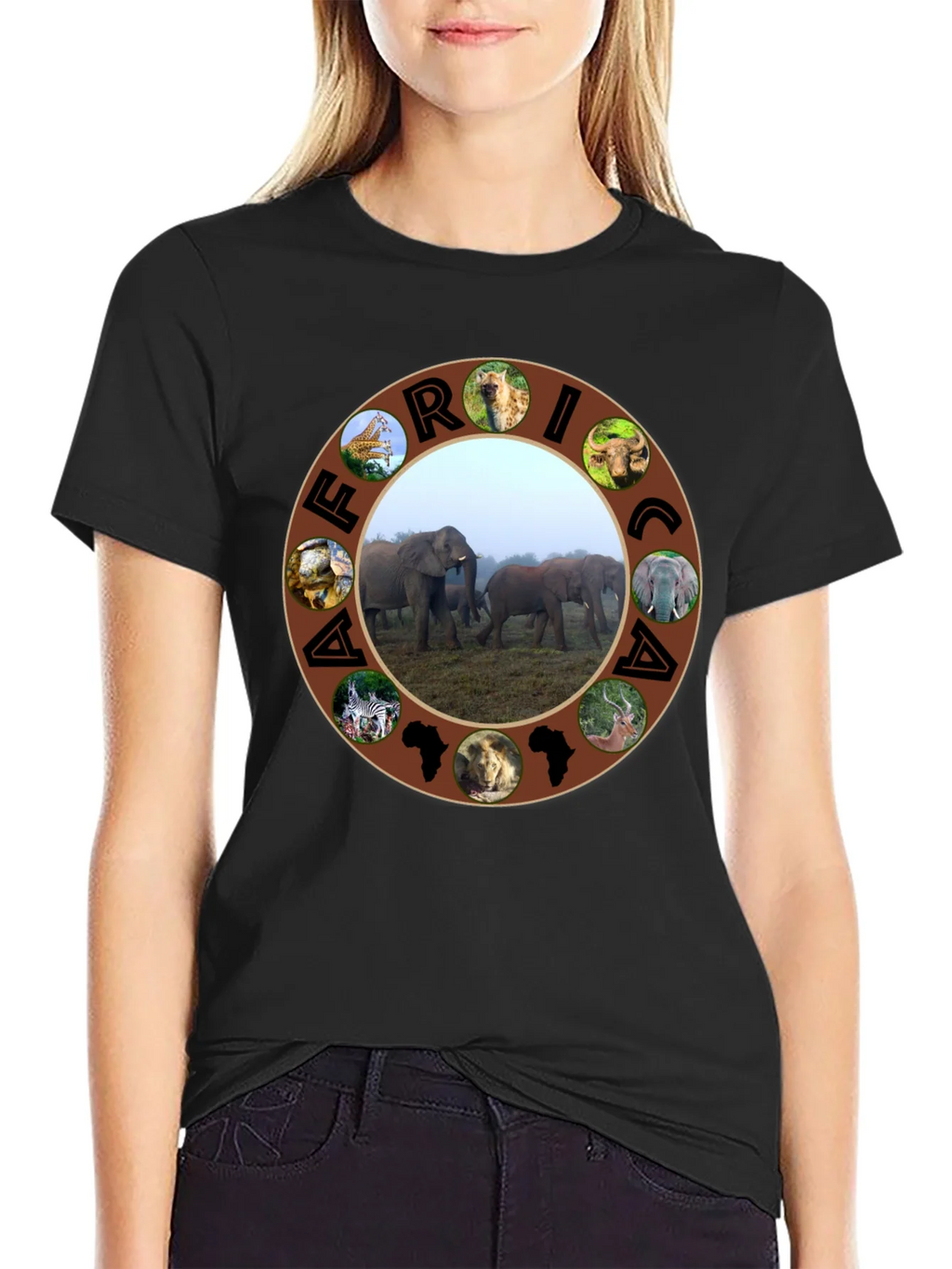 Africa Wildlife T-Shirt - Black Safari Tee