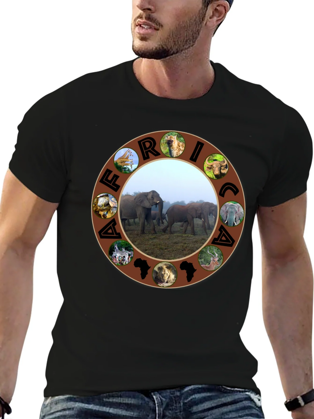 Africa Wildlife T-Shirt - Black Safari Tee