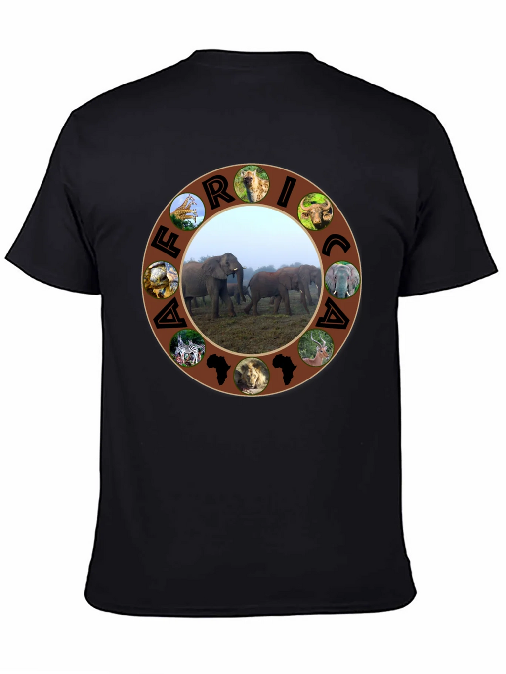 Africa Wildlife T-Shirt - Black Safari Tee