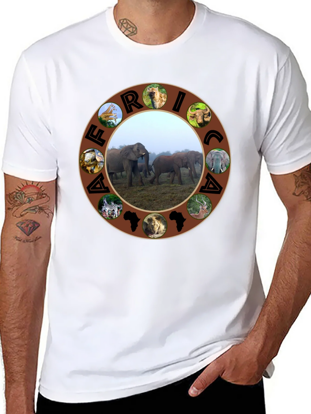 Africa Wildlife T-Shirt - Black Safari Tee