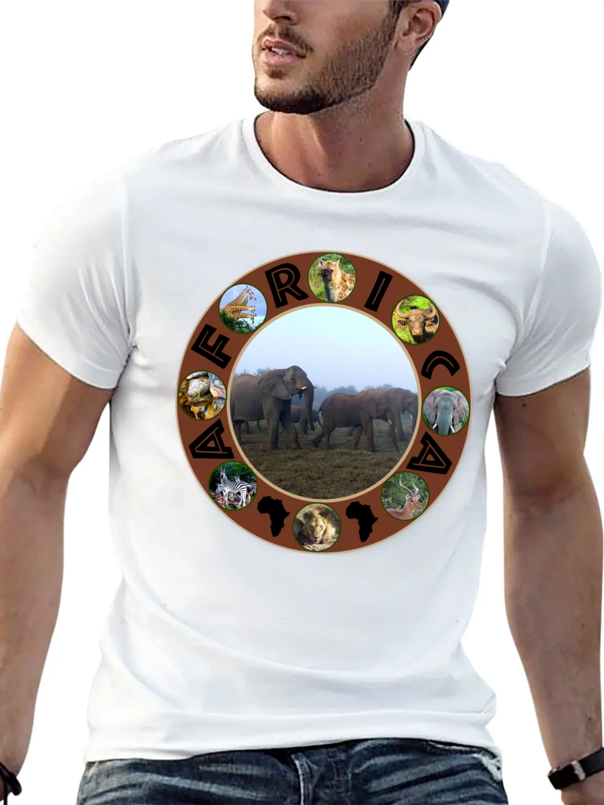 Africa Wildlife T-Shirt - Black Safari Tee