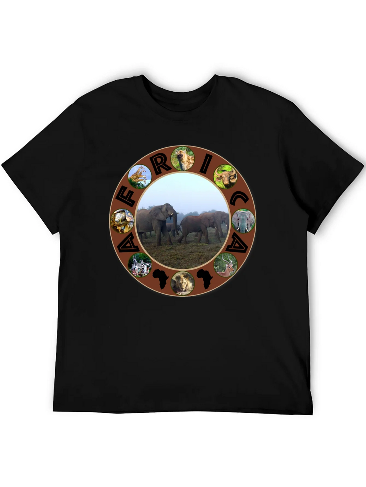 Africa Wildlife T-Shirt - Black Safari Tee