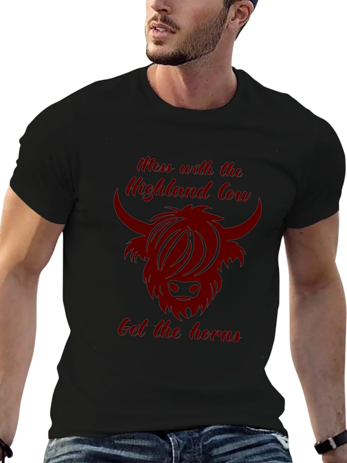 Highland Cow Graphic Tee - Dark Humor T-Shirt