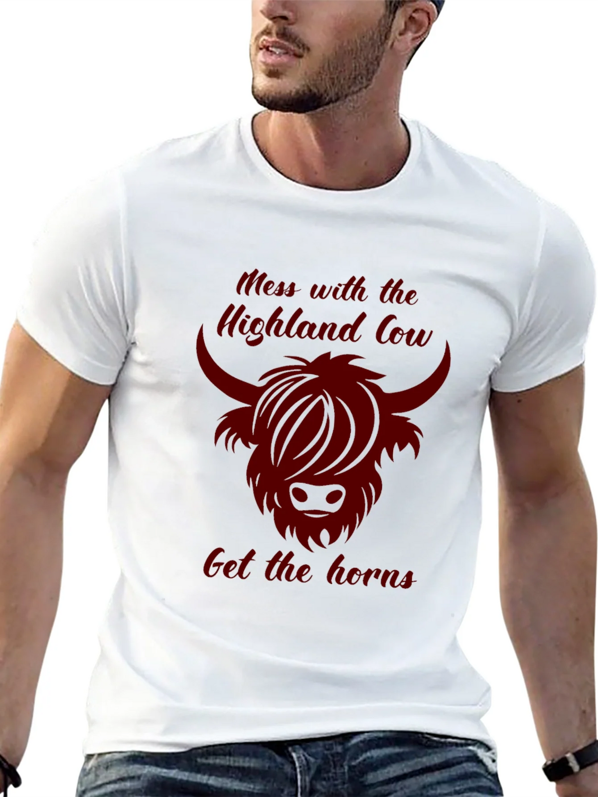 Highland Cow Graphic Tee - Dark Humor T-Shirt