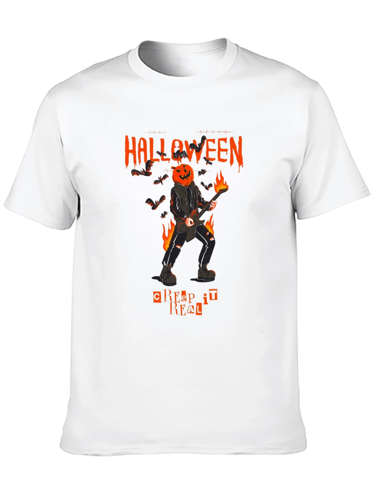 Halloween Pumpkin Head Guitarist T-Shirt