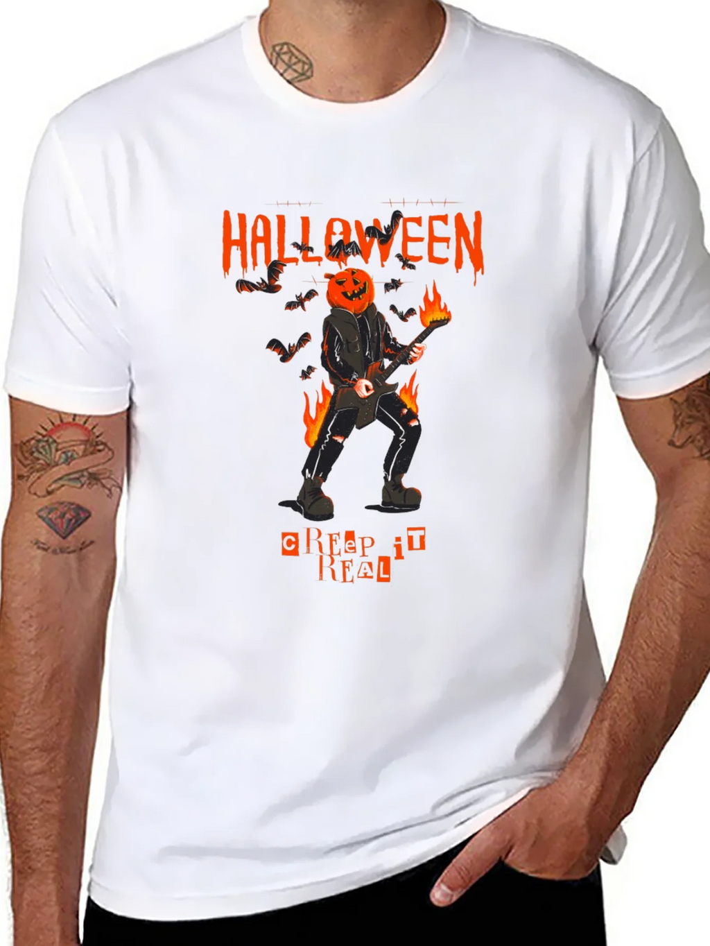 Halloween Pumpkin Head Guitarist T-Shirt