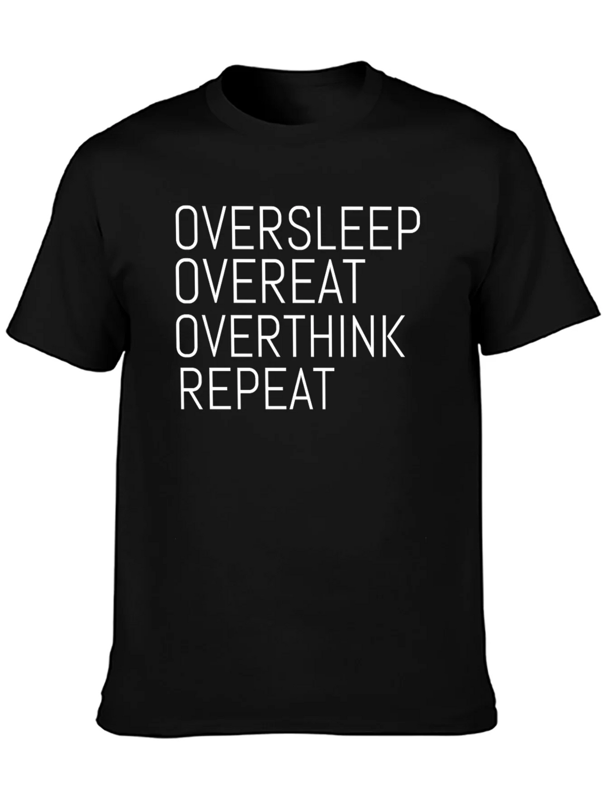Oversleep Overeat Graphic Tee - Black Cotton T-Shirt