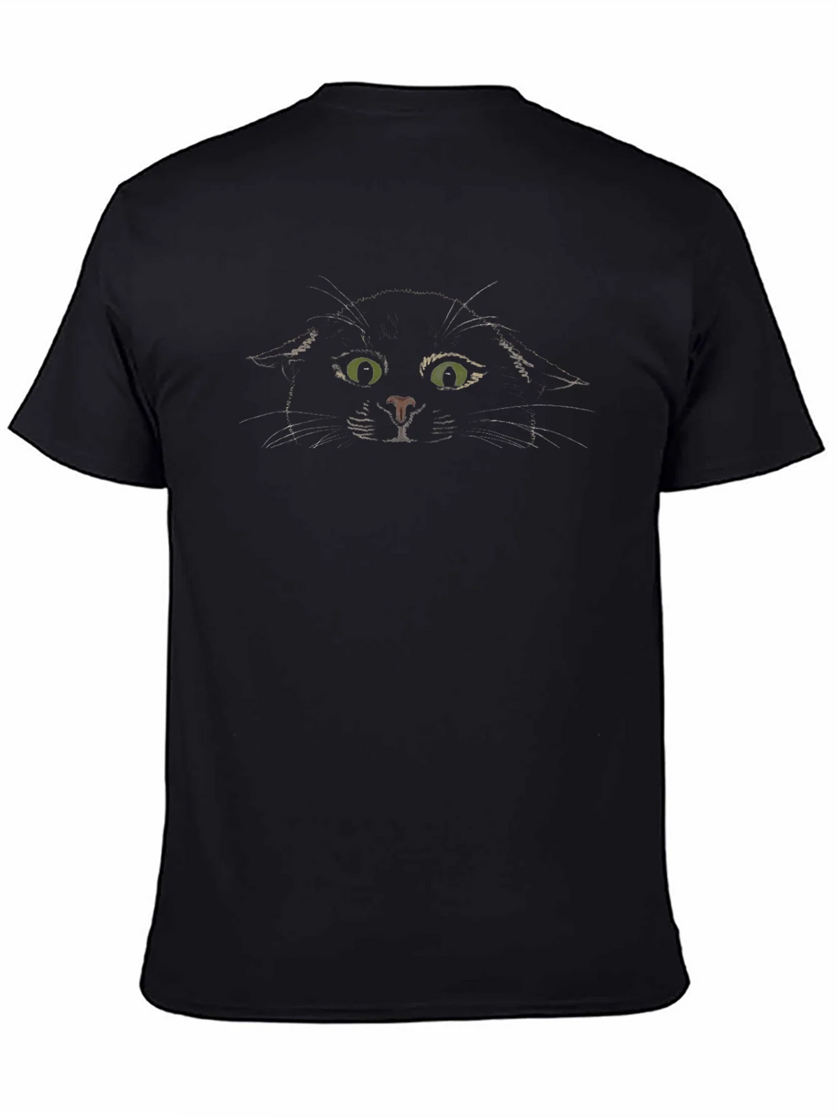 Black Cat Peeking Graphic T-Shirt - Mens
