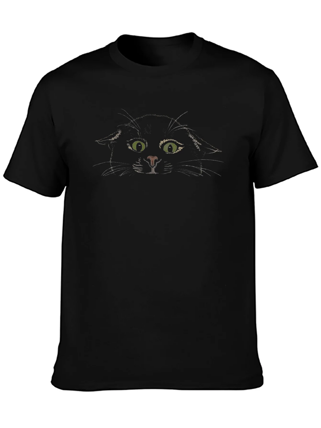 Black Cat Peeking Graphic T-Shirt - Mens