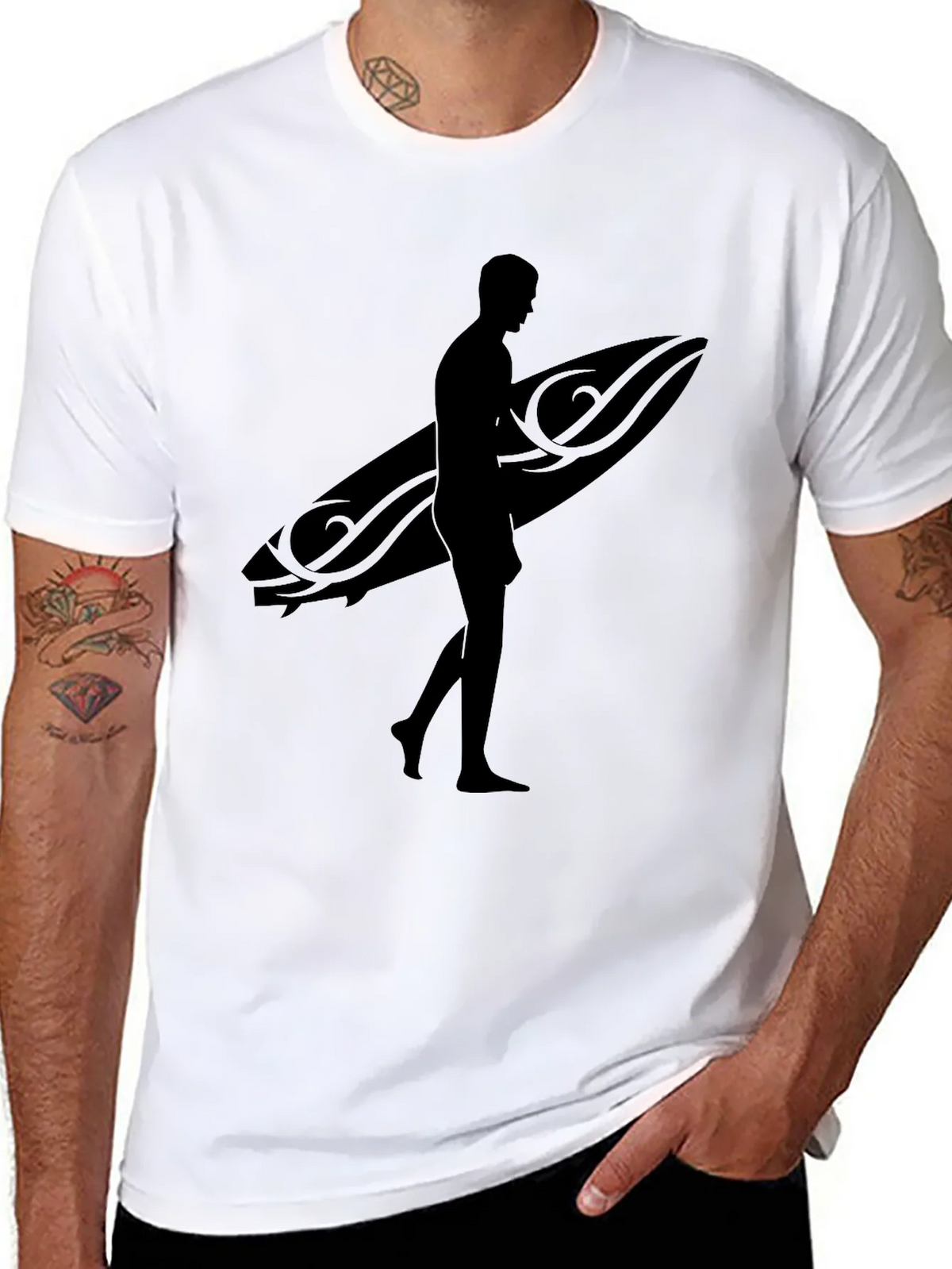 Black Surfer Silhouette T-Shirt