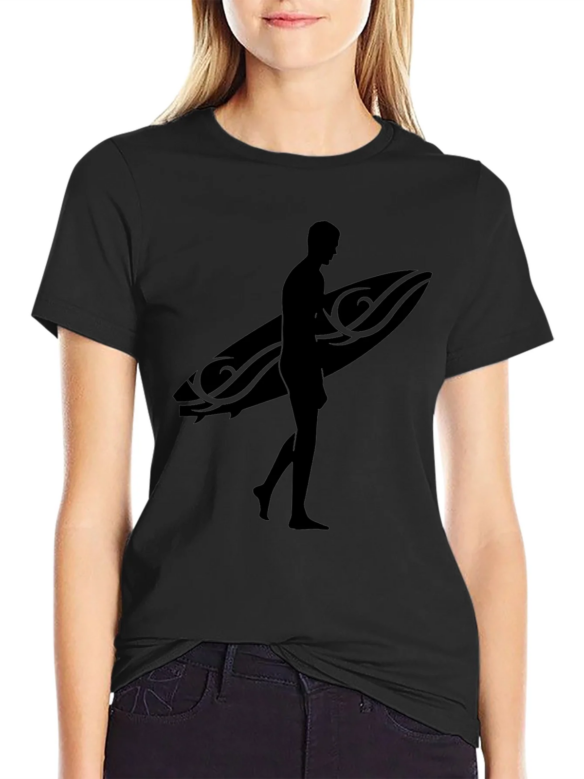 Black Surfer Silhouette T-Shirt