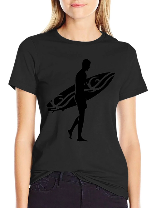 Black Surfer Silhouette T-Shirt