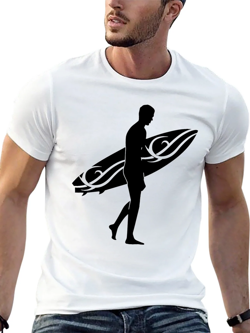 Black Surfer Silhouette T-Shirt
