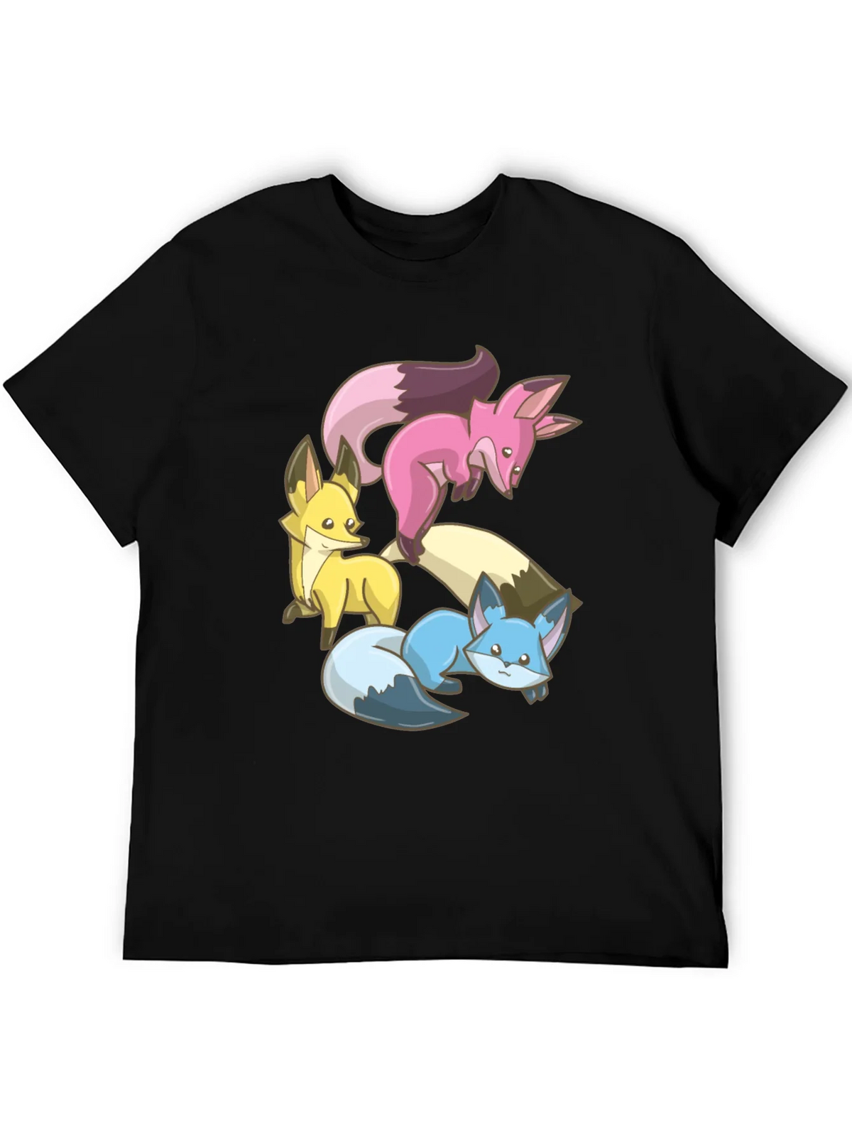 Cute Fox Trio Graphic Tee - Soft Cotton Blend