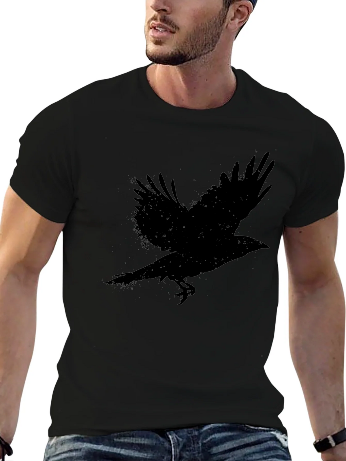 Raven Graphic T-Shirt - Black Bird Tee