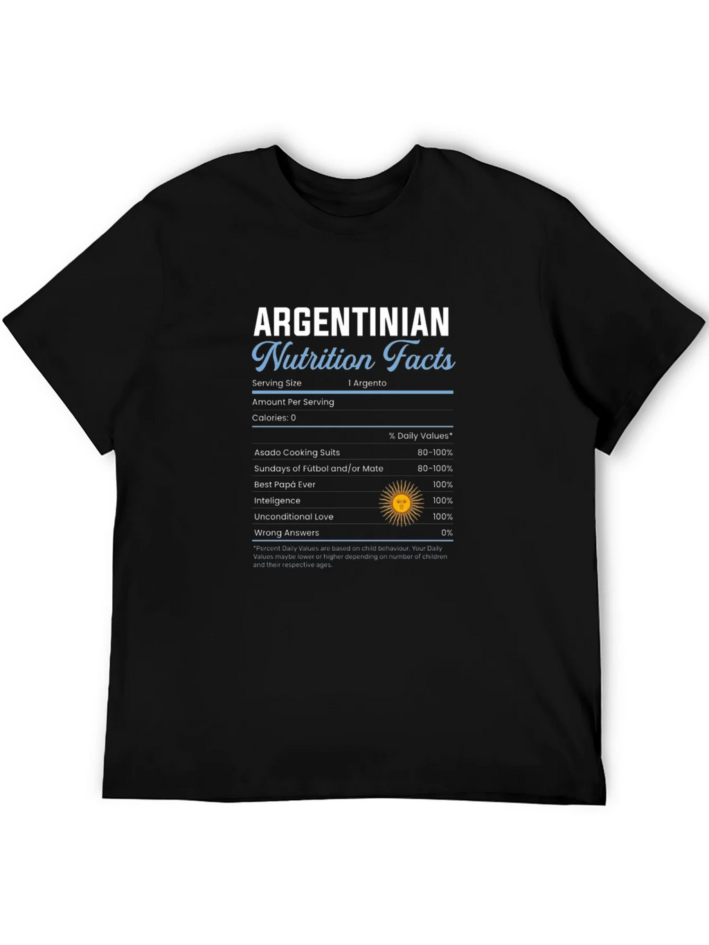 Argentinian Nutrition Facts Graphic T-Shirt
