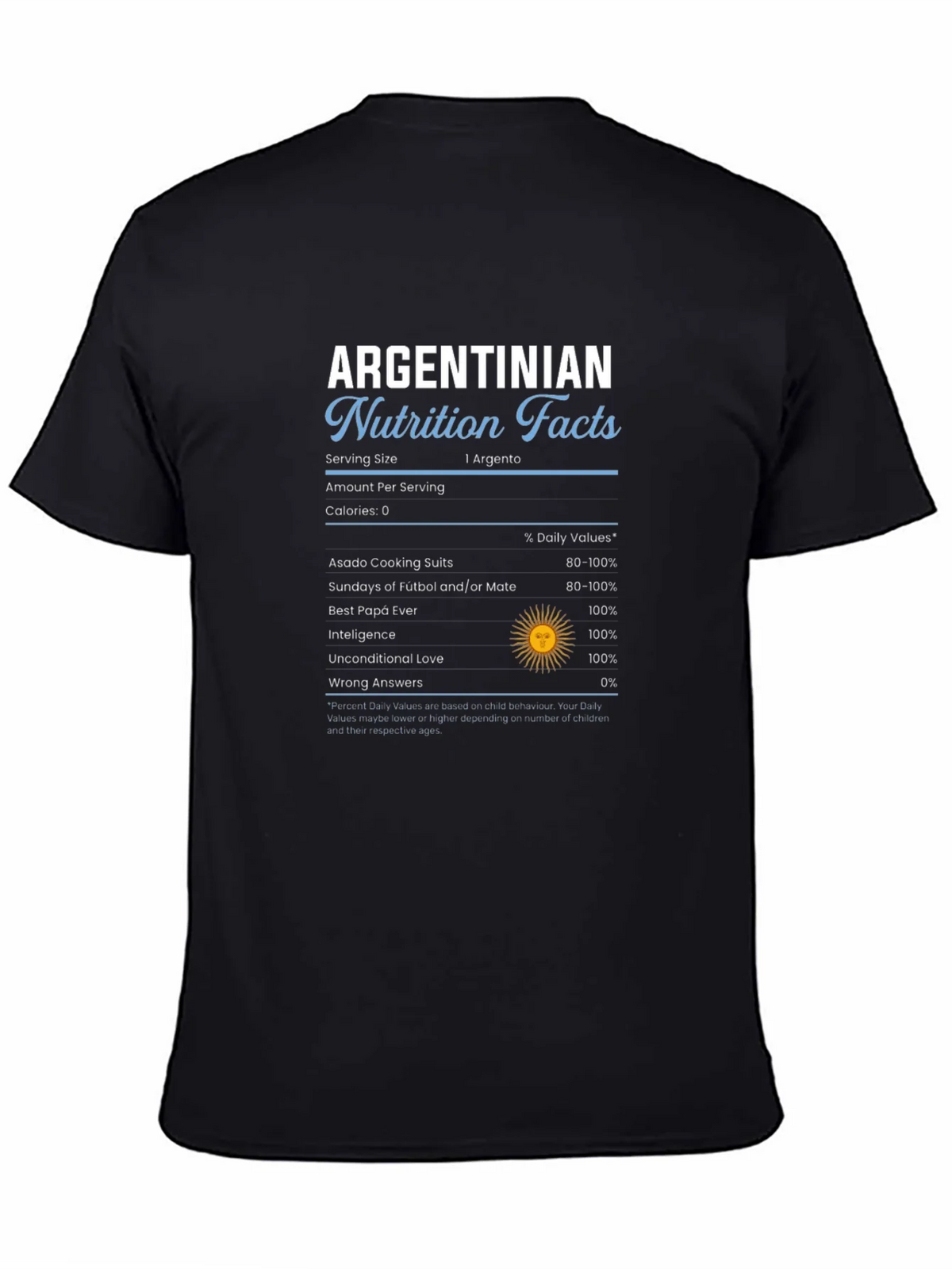 Argentinian Nutrition Facts Graphic T-Shirt