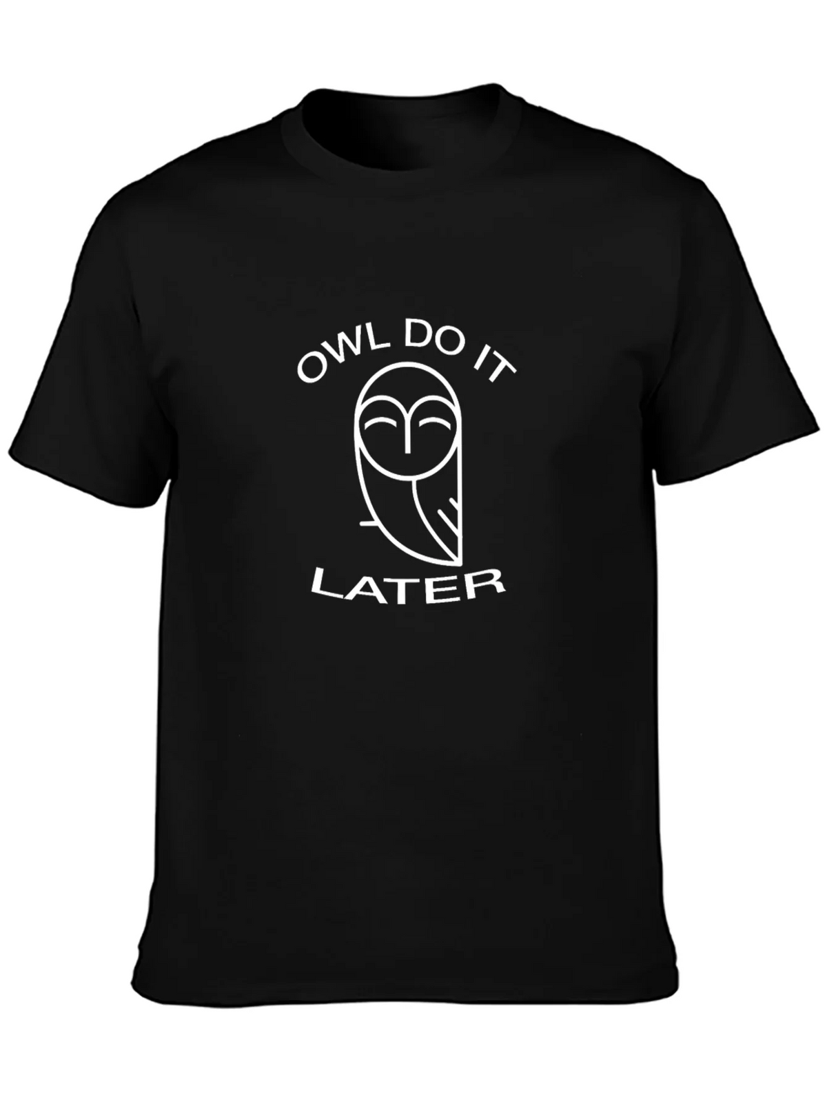 Owl Do It Later Graphic Tee - Black Cotton T-Shirt