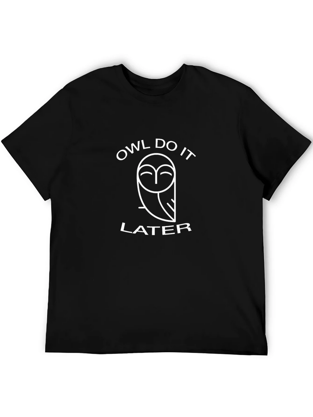 Owl Do It Later Graphic Tee - Black Cotton T-Shirt