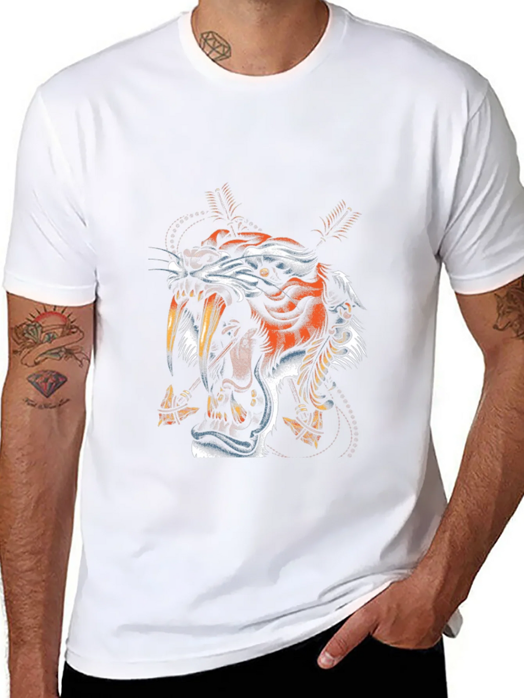 Tiger Graphic Print Black T-Shirt