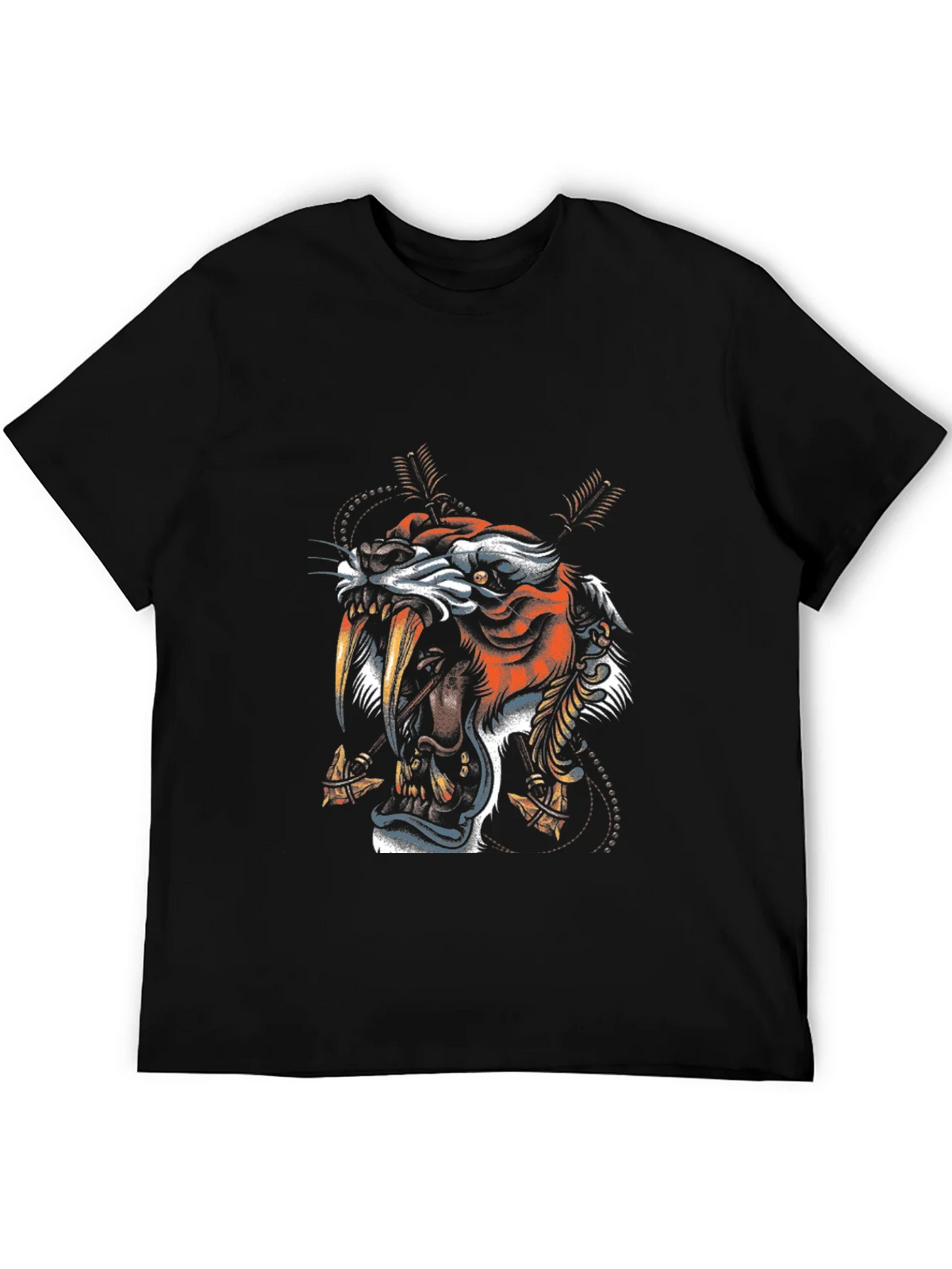 Tiger Graphic Print Black T-Shirt