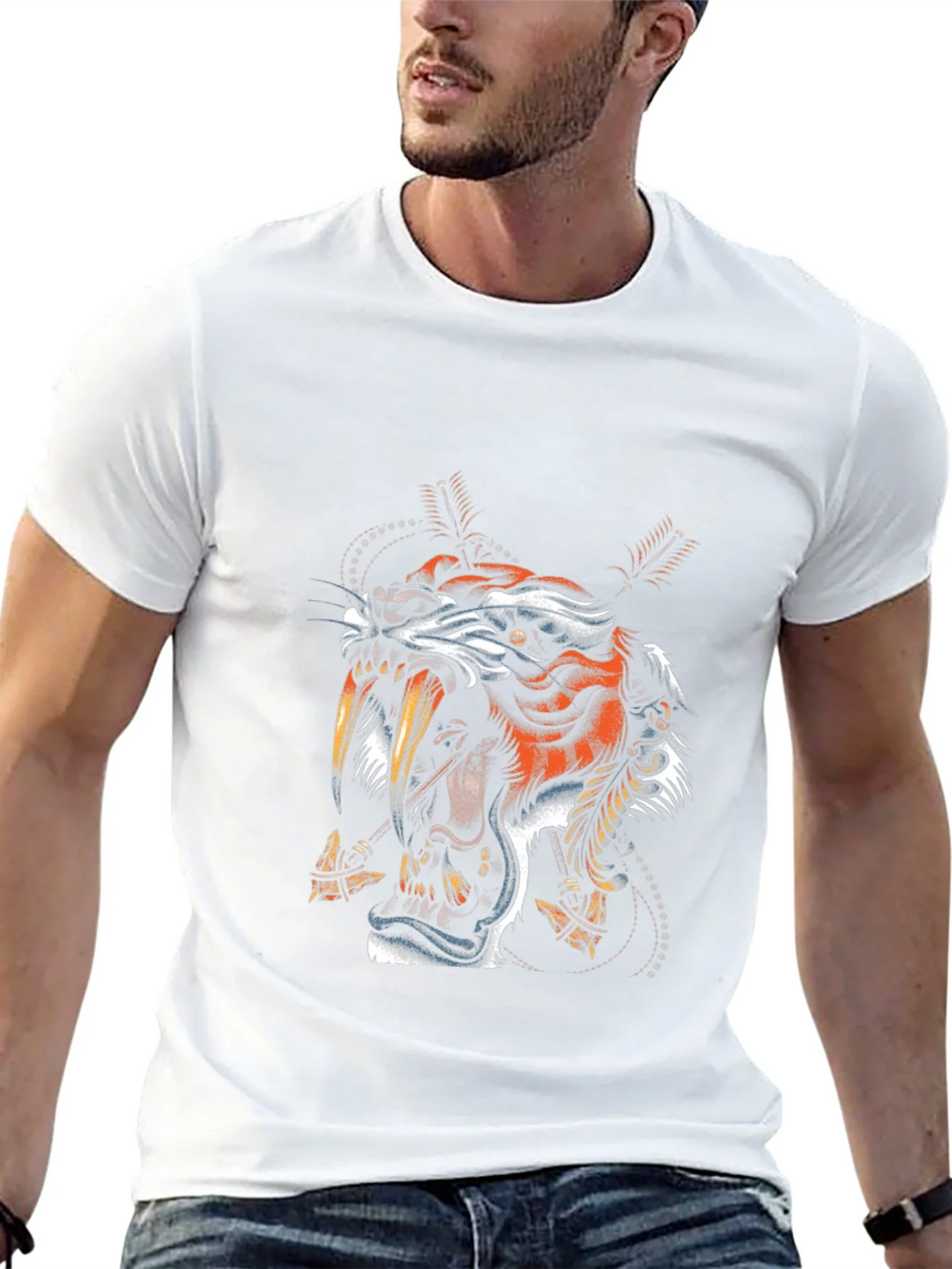 Tiger Graphic Print Black T-Shirt