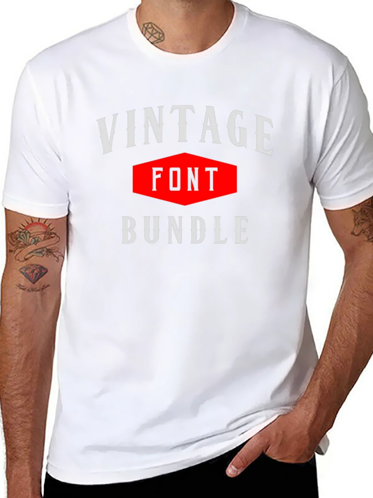Vintage Font Bundle Graphic Tee - Classic Design