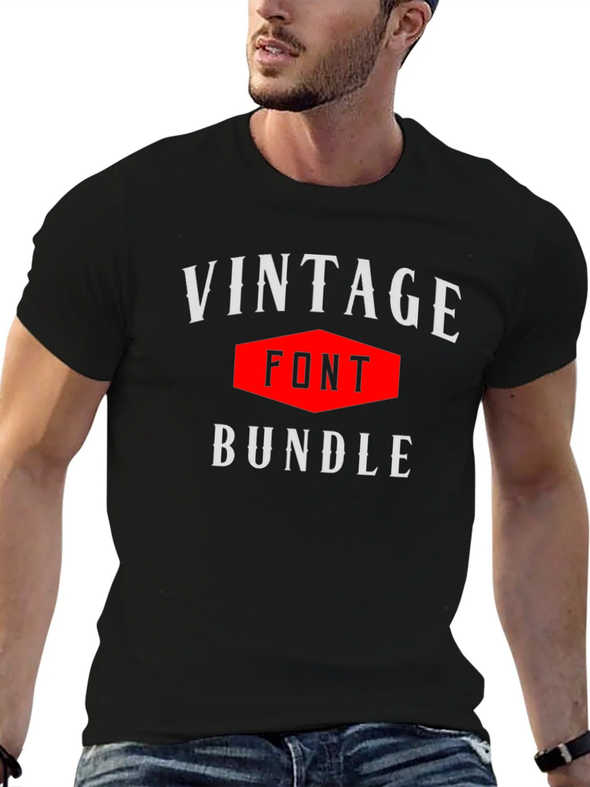 Vintage Font Bundle Graphic Tee - Classic Design