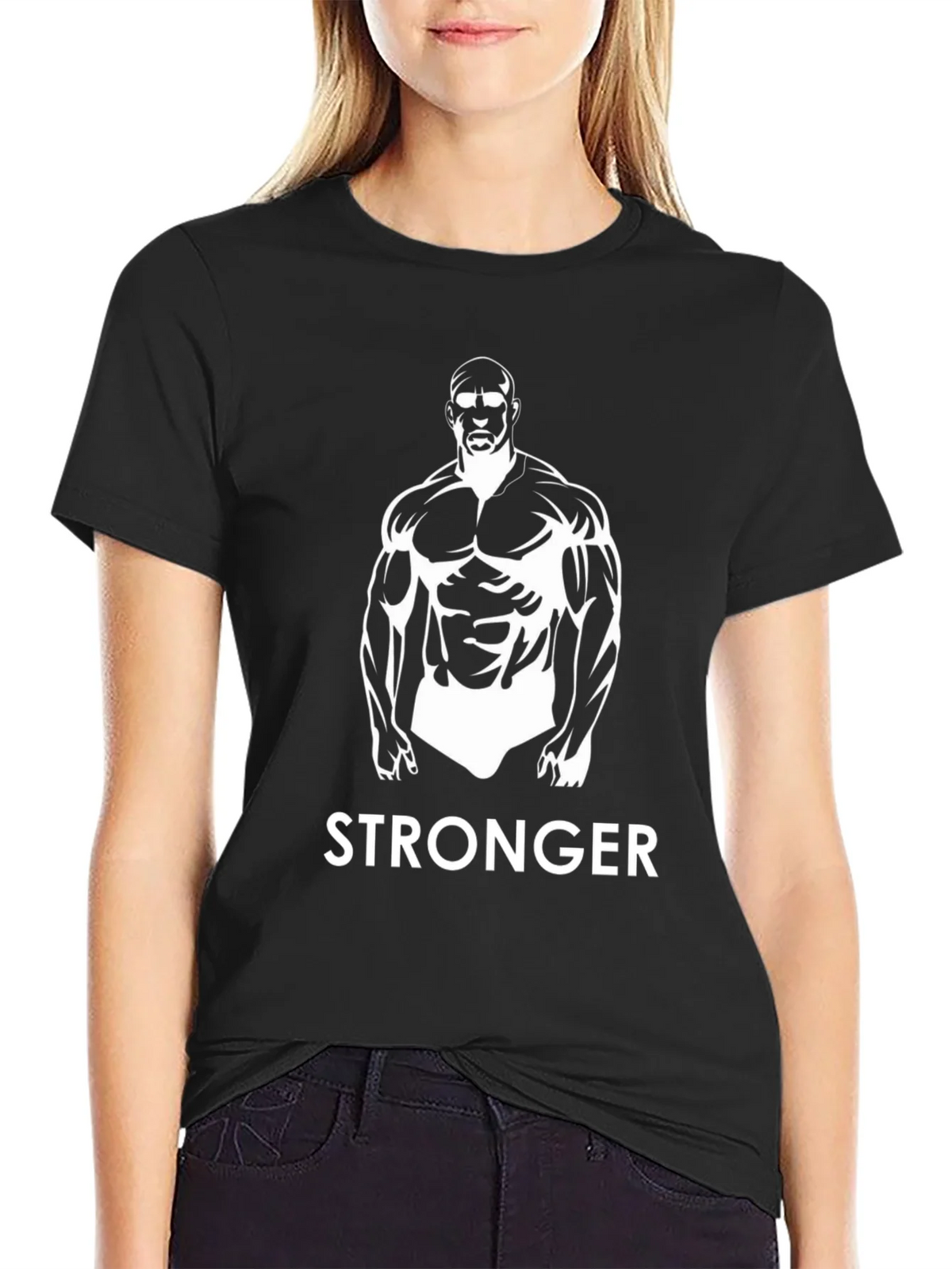 Stronger Graphic Print Mens Black T-Shirt