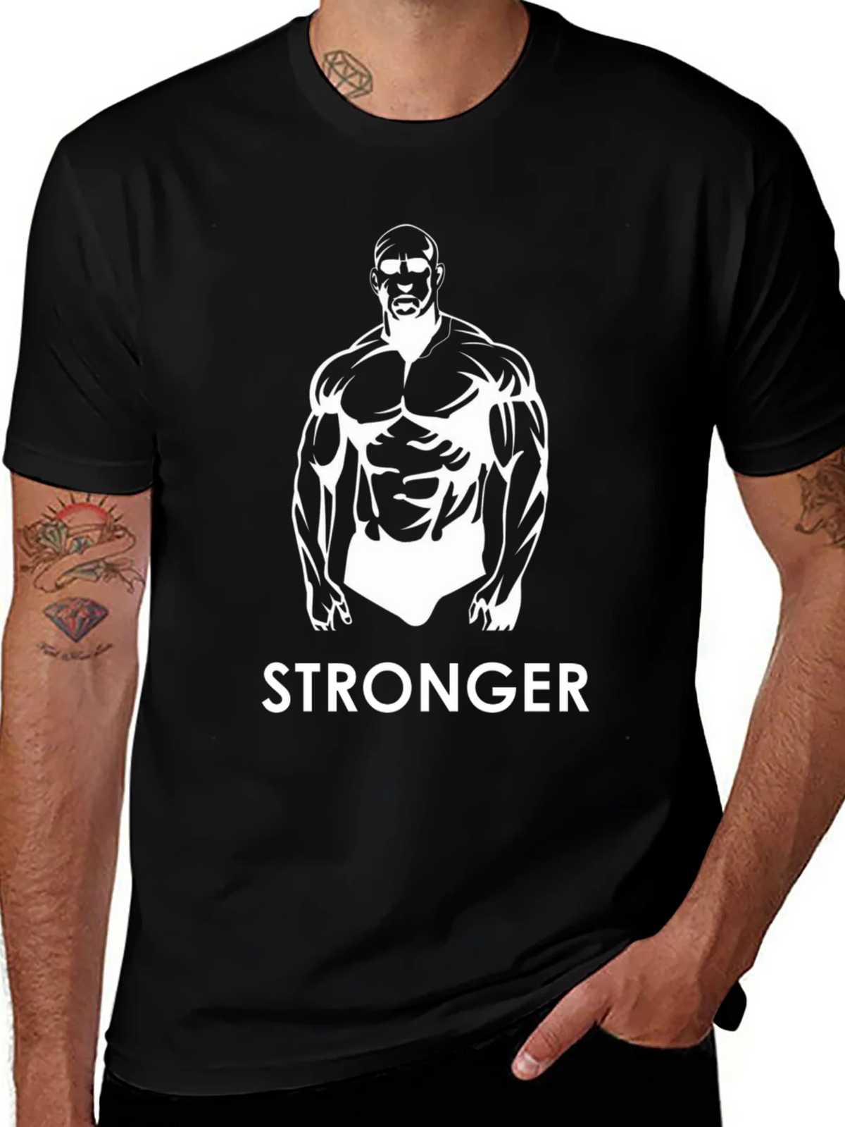 Stronger Graphic Print Mens Black T-Shirt
