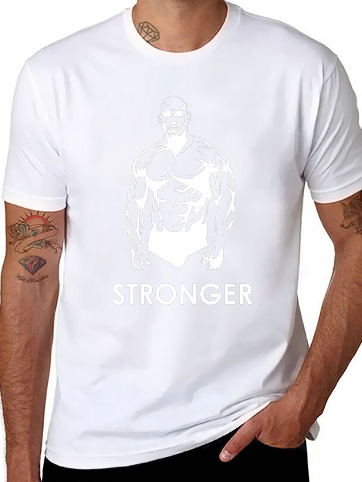 Stronger Graphic Print Mens Black T-Shirt
