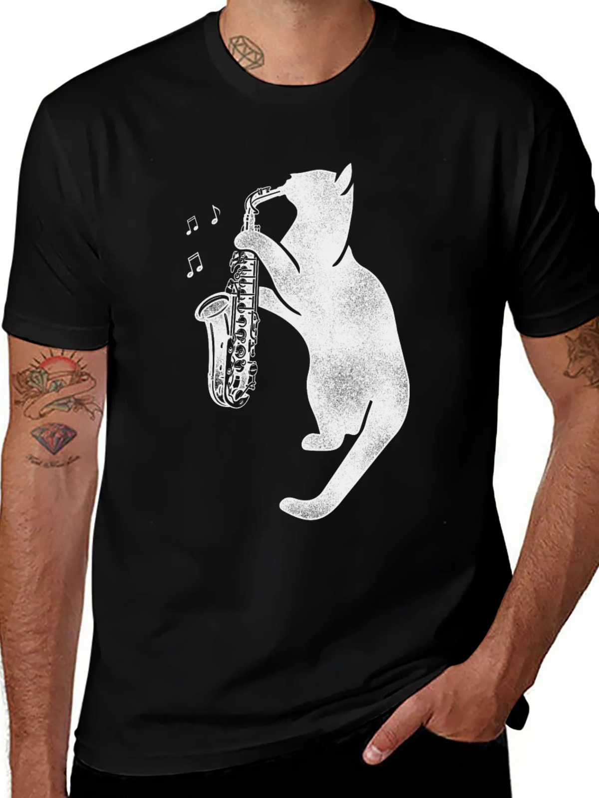 Cat Saxophone T-Shirt: Cool Music Lover Tee