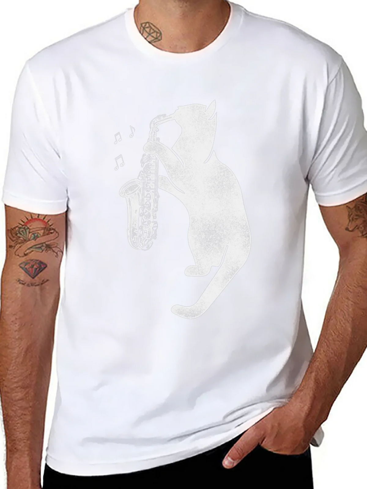 Cat Saxophone T-Shirt: Cool Music Lover Tee