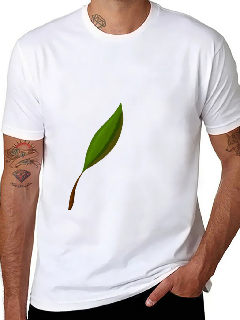 Leaf Graphic Print Black Tee