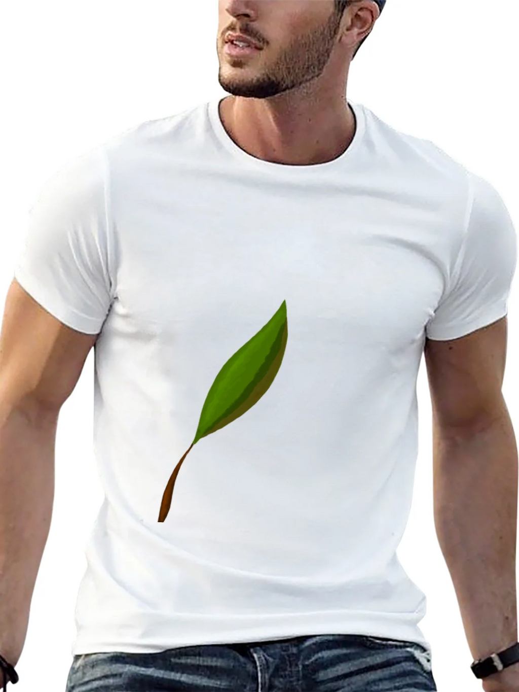 Leaf Graphic Print Black Tee