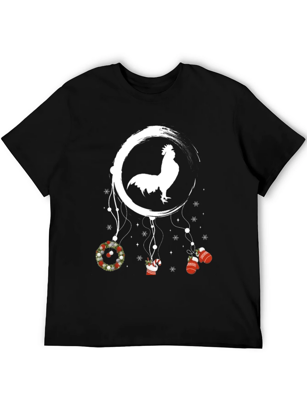Festive Rooster Dreamcatcher Graphic Tee - Christmas