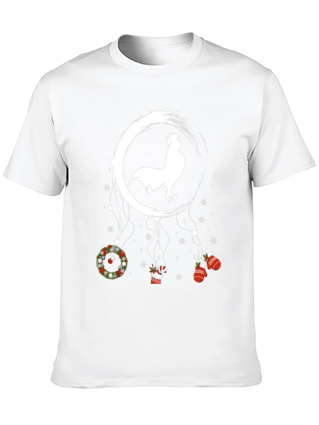 Festive Rooster Dreamcatcher Graphic Tee - Christmas