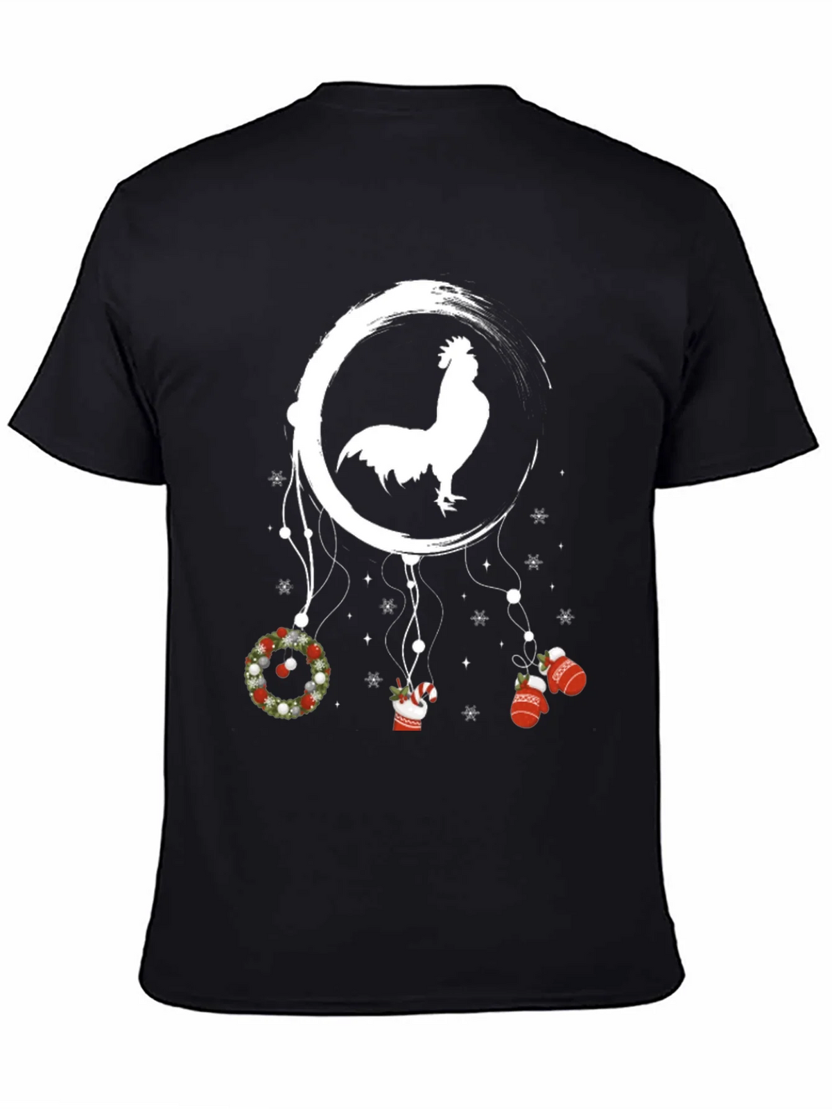 Festive Rooster Dreamcatcher Graphic Tee - Christmas