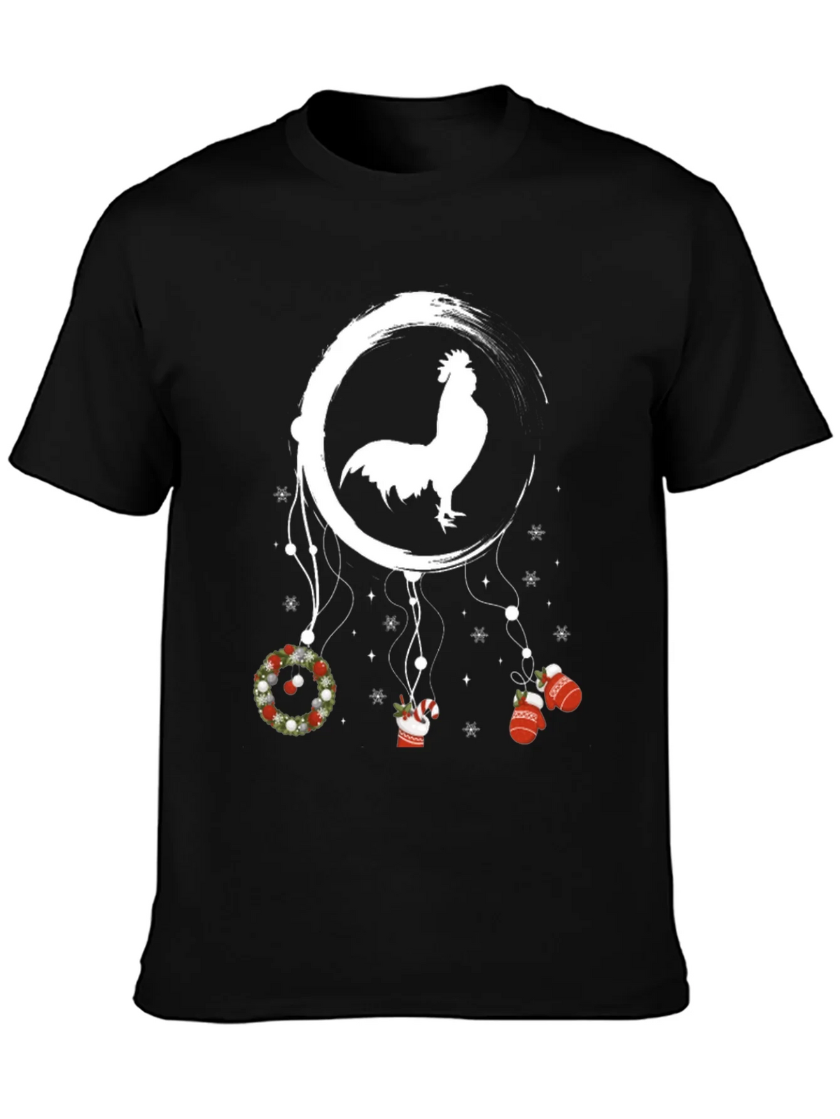 Festive Rooster Dreamcatcher Graphic Tee - Christmas