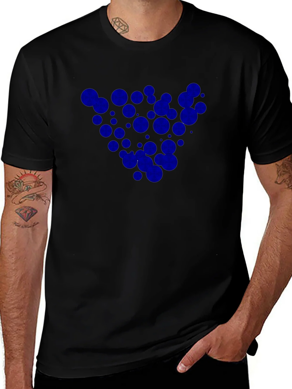 Black T-Shirt with Blue Circle Design