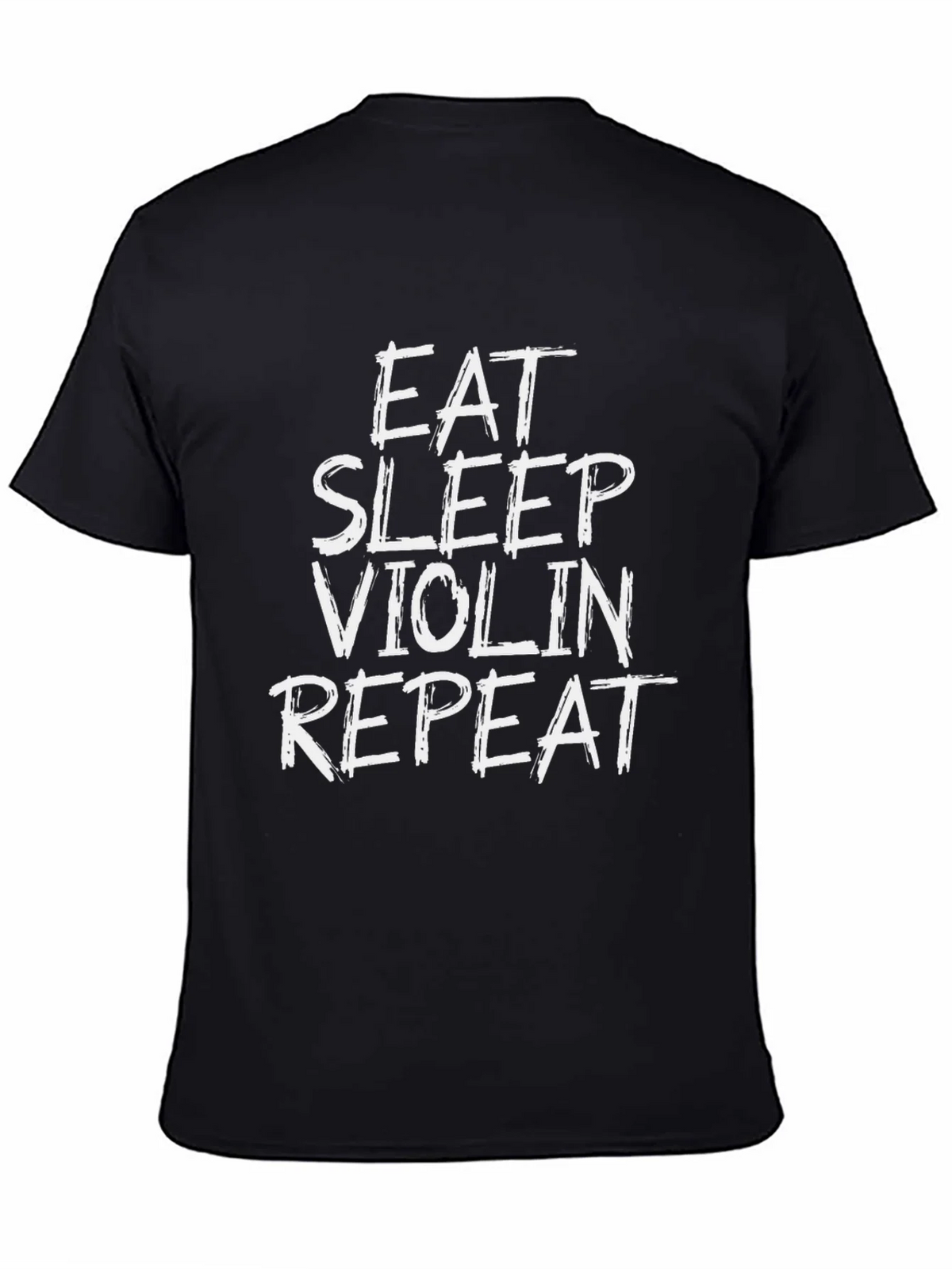 Eat Sleep Violin Repeat Graphic Tee - Black Cotton Shirt