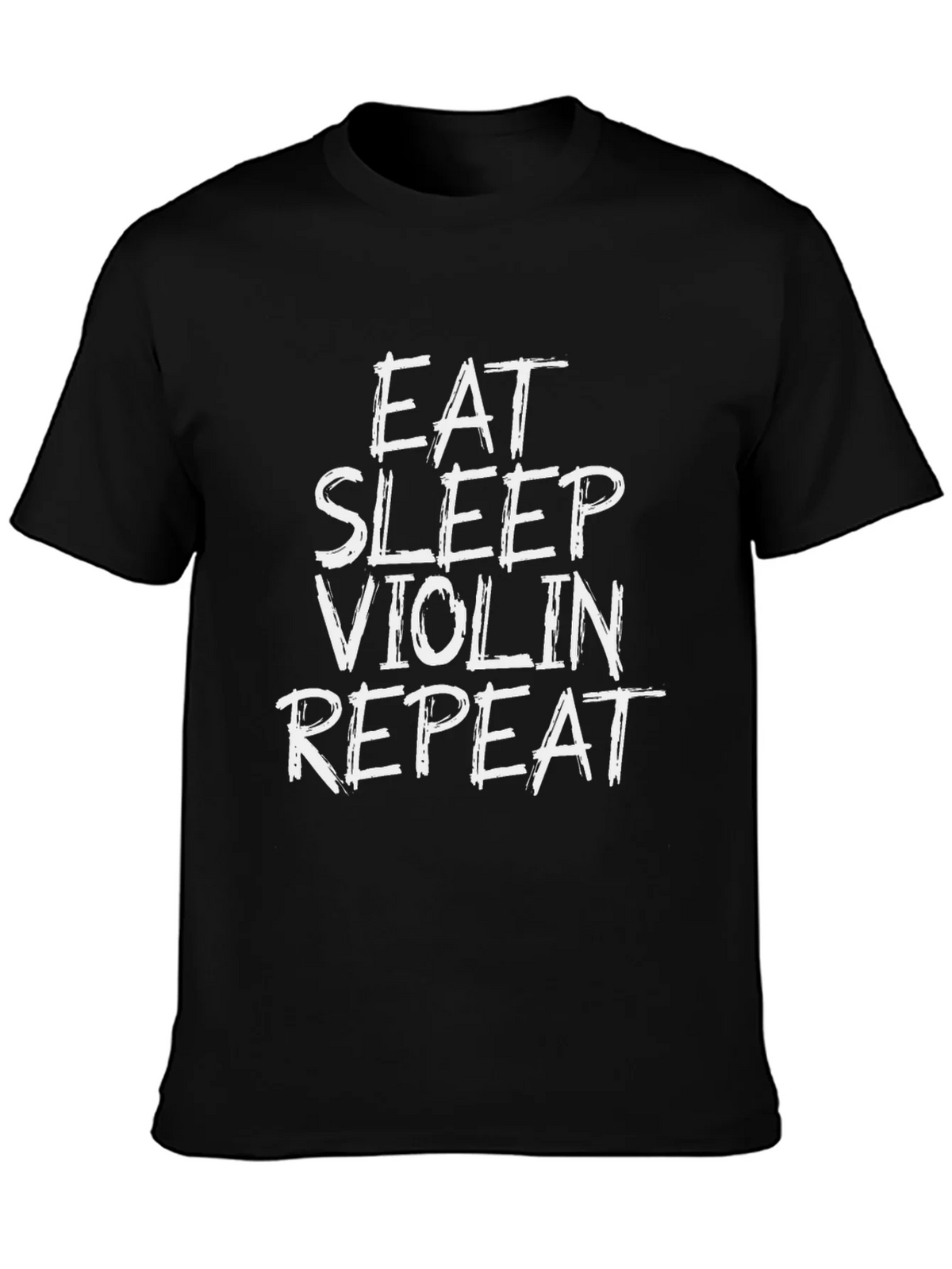 Eat Sleep Violin Repeat Graphic Tee - Black Cotton Shirt